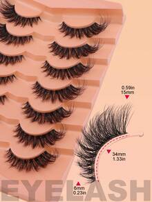 NAIJEMA 7 Pairs 5D Faux Mink Eyelashes, Handmade Wispy Fluffy Cat Eye Strip Lashes, Natural Realistic For Daily Wear & Party Dramatic Look, Reusable Lightweight Vegan Fake Lashes - View 2