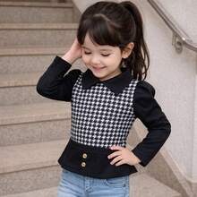 Girls' Long-Sleeved Plaid Shirt For Cold Winter Weather - Ribbed Children's Shirt, Sizes 2-12 Years. - PAKET 2 BAGIAN - View 2
