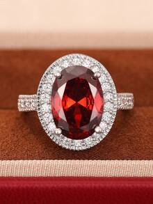 1 chiếc nhẫn nữ đính đá Cubic Zirconia quyến rũ, thích hợp làm quà tặng đám cưới, lễ đính hôn, kỷ niệm, quà tặng ngày Valentine. - 1 # - Xem 15