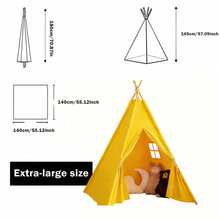 Large Yellow Teepee - 3 Sizes (135/160/180cm), Polyester, Foldable Play Tent, Suitable For Boys & Girls, Home Decor & Photography Props - A - View 7