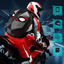 LED para Motocicleta, Mochila para Montar con Ojos LED Geniales con Pantalla a Color Programable por Bricolaje, Mochila para Casco Impermeable de Gran Capacidad para Hombre - Negro - Ver 3