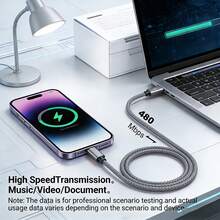 USB A 转 Type C 数据线 3A 快充[3.3 英尺/6.6 英尺/10 英尺] USB-C 快充尼龙编织线 兼容三星 Galaxy S26 S25 S24 S23 S22 S21 S10、Note 20 10 9 A51 G8 G7、Pixel 及其他 USB-C 设备 - 灰色 - 查看 4
