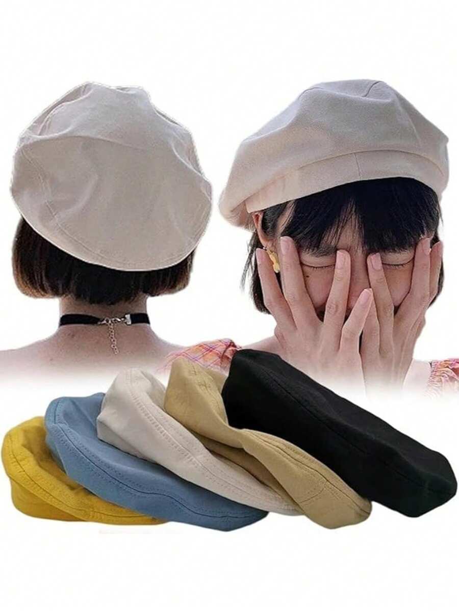 Beretă clasică de 56-60 cm, beretă de artist francez de culoare solidă, șapcă de vânzător de ziare, șapcă plată, pălărie de artist vintage, șapcă de pictor ușoară pentru femei, vară, plajă, vacanță - A - Vizualizare 1