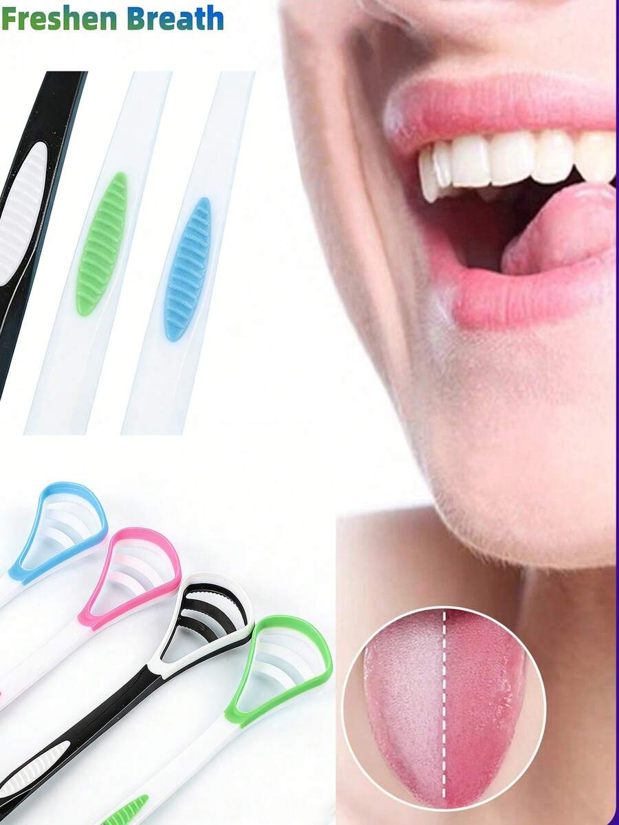 Dụng cụ làm sạch lưỡi, bàn chải vệ sinh răng miệng, dụng cụ cạo lưỡi làm thơm miệng, giải quyết vấn đề lưỡi trắng, loại bỏ cặn thức ăn, thiết kế cong, tận hưởng hơi thở thơm mát, dùng được cho cả nam và nữ. - Nhiều màu - Xem 1