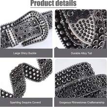 1pc Solid Color Rhinestone Waist Belt, Inlaid With Shiny Crystal For Punk And Hip-Hop Style, Suitable For S Or Dress Halloween Summer, School Fall, Autumn, Halloween Autumn-Winter Accessories,Suitable For Teens, Youth,Men,Casual, Outdoor, Athletic, Vacation, Graduation Gifts, Birthday, Daily Wear - 黑色 - 查看 2