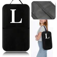 1 pieza Bolsa para paleta de bolas Bolsa para bolas de tenis con patrón de iniciales de la A a la Z Funda protectora negra para raqueta con cremallera Bolsa para raqueta de tenis Mochila para bolas para mujeres - Negro - Ver 31