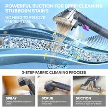 INSE C9S Portable Carpet Cleaning Machine 13kPa 450W, Upholstery Cleaner Wet/Dry Vacuum Cleaner For Car And Sofa, Powerful Stain Remover For Pet Hair With 3 Brushes - Purple - View 4
