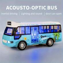 Blue Inertia Bus Doll, Friction Powered Mini City Bus Model, Children's Simulation Vehicle Doll, Kids Gift, Doll Car, Children's Doll, Car, Boys Doll - Multicolor - View 6