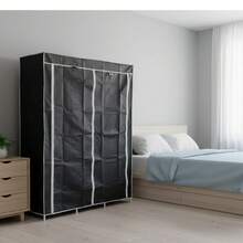 DASCK Armario Ropero de Tela Desmontable 170 cm | Habitación garaje almacén - Negro - Ver 2