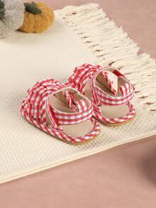 1 Pair Fashionable Versatile Ruffle Sandals, Soft Bottom Infant Shoes Suitable For Babies And Toddlers, Suitable For Outing And Vacation - Red - View 4