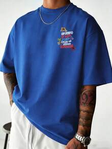 Puerto Rico Bunny "DtMF" Funny Frog Unique Print Men's Fitted T-Shirt, Vacation Travel Beach, Daily Gathering, Sports - Blue - View 6