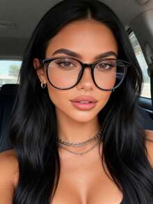 1 Stück Damen Runde Kunststoff Vollrand Klassische Transparente Brille, geeignet zum Lesen, Gaming, auch als tägliches Accessoire für die Schulanfang - Verschiedenfarbig - Übersicht 3