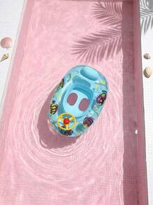 MINKOJA 1pc Cute Inflatable Swimming Ring With Steering Wheel, PVC Floating Swimming Ring, Suitable For Children - Blue - View 5