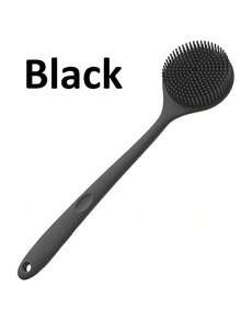 1支双面硅胶沐浴刷，长柄设计 - 深层清洁去角质背部按摩刷，6种颜色可选（黑色/蓝绿色/粉色/白色/浅米色），柔和米色，男女通用，适用于淋浴或泡澡，多功能浴室工具 | 耐用硅胶刷 - 彩色 - 查看 16