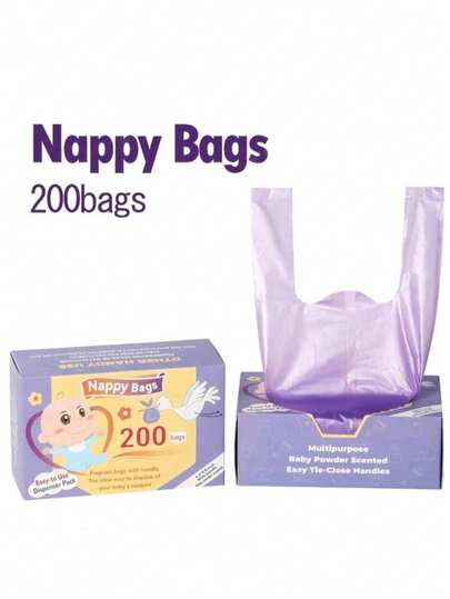 200 túi đựng tã bẩn, túi đựng chất thải thú cưng, thiết kế chống rò rỉ và khóa mùi, dễ buộc, dày dặn và bền chắc, hộp đựng tiện dụng, hương hoa oải hương, có tay cầm, thơm dịu, phù hợp cho các bà mẹ bận rộn, sử dụng tại nhà, đa năng, túi đựng rác tã bẩn, chăm sóc em bé, dắt thú cưng đi dạo, chăm sóc mẹ, vệ sinh thú cưng, sắp xếp nhà cửa, du lịch