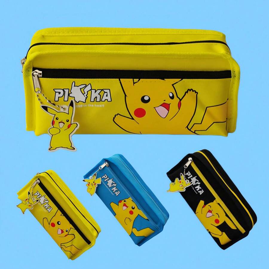 pokemon 卡通造型铅笔盒，大容量双层设计，外观可爱，适合学生使用 - 彩色 - 查看 1