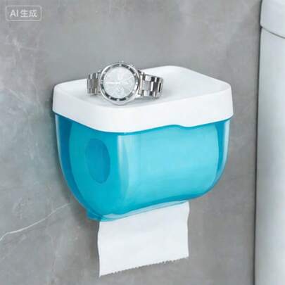 1 cái Giá đựng giấy vệ sinh gắn tường chống thấm nước có ngăn kéo, giá đựng đồ phòng tắm tự dính.