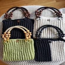 18.9-Inch Wooden Beaded Rope Bag With U-Shaped Handle, Suitable For Beach Bags, Crochet Bags, Vintage Bags, DIY Projects, And DIY Wallet Making. - Multicolor - View 5