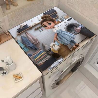 1 tấm thảm đa năng họa tiết Happy Laundry, chất liệu polyester thấm hút, thích hợp sử dụng trong nhà bếp, trang trí bàn ăn, phơi bát đĩa, lót máy giặt và máy pha cà phê, lót cốc phòng tắm, phụ kiện nhà bếp, đồ dùng tiệc tùng.