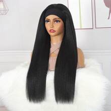 Headband Wig, Yaki Ribbon Hair, Black Synthetic Ribbon Wig, Lace-Free Wig, Natural Color Wig Cap - Multicolor - View 5