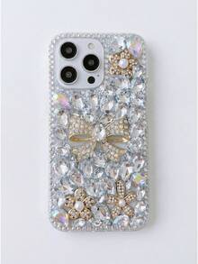 1 Ốp lưng điện thoại sang trọng đính đá 3D mạ điện hình nơ và hoa ngọc trai, thiết kế bao phủ toàn bộ, tương thích với iPhone 17/16/15/13 Pro Max & Galaxy S26/A56 & Redmi 15 – Món quà Ngày của Mẹ thanh lịch dành cho mẹ, quà sinh nhật và kỷ niệm hoàn hảo! - trắng - Xem 10