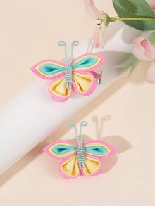 2pcs Pastel Butterfly Hair Bows For Women Delicate Butterfly Shaped Alligator Clips Vacation/Spring Hair Clips Cute Sweet Daily Barrettes Elegant Tiny Hairpins Women Hair Accessories,Summer,Holiday,Travel - Multicolor - View 8