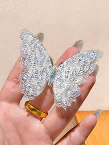 2/6pcs/Set Fine Glitter Sparkling 3D Butterfly Hair Clips - Suitable For Girls And Women, Applicable For Daily Outings, Best Friend Dates And Other Occasions, Butterfly Shape Paired With Shimmering Glitter, Adorned With Colorful Rhinestones, Fairy-Like Style, Meeting Diverse Hairstyle Matching Needs - Multicolor - View 7