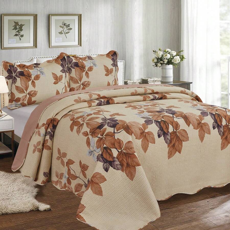 3-Piece Set: Double-Sided Queen Bedspread, Patchwork Quilt, Ultra Patch - 查看 1