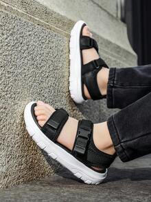 New Summer Kids Soft Bottom Outdoor Fashion Convenient Hook And Loop Versatile Casual Sandals - Black and White - View 5