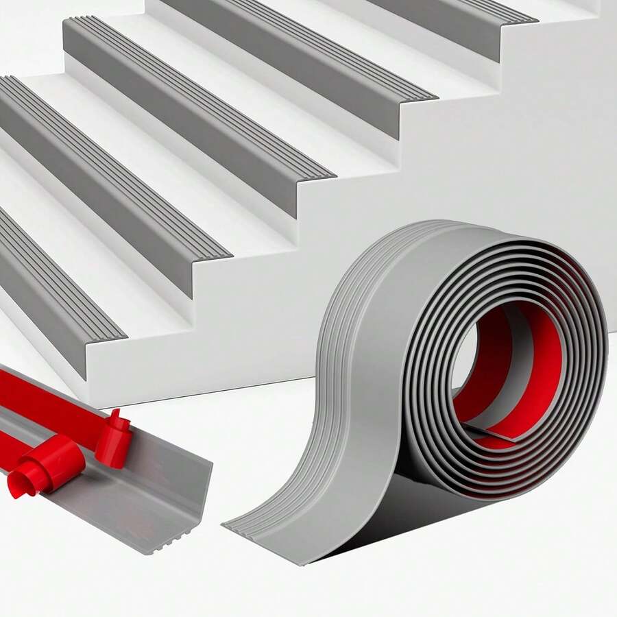 1 Roll 1m/39.37inch Self-Adhesive Vinyl Anti-Slip Stair Nosing Edging Strip, L-Shaped Rubber Stair Treads With Anti-Slip Self-Adhesive,Non-Slip Self Adhesive Step Edge Protector, Non-Slip Staircase Step-Waterproof & Self-Adhesive Stair Edge Protector