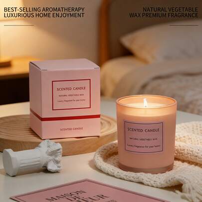 Best-Selling Pink Aroma Candle Holder, Romantic Soy Wax Scented Candle With Dried Flowers, Atmosphere Decoration