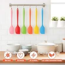 10 piezas Espátula de silicona de 21,5 cm, adecuada para cocina, hornear, cocinar, mezclar, utensilios de cocina vibrantes, herramientas de cocina duraderas - Multicolor - Ver 9