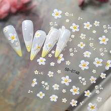 1 Tờ Hình Dán Móng Tay Hoa Plumeria Trắng Dập Nổi 5D, Hình Dán Móng Tay Hoa Trắng & Vàng Trang Nhí Mùa Xuân, Hình Dán Móng Tay Tự Dính 3D Chủ Đề Bãi Biển Mùa Hè Cho Đám Cưới & Ngày Lễ, Hình Dán Móng Tay Bền Lâu & Dễ Dán - Nhiều màu - Xem 6