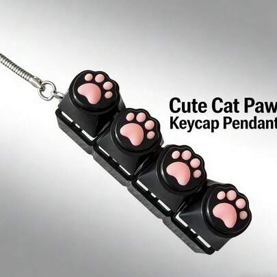 4pcs Cute Cat Paw Keychains, Fidget Toys For Teens, Anxiety Relief, Adorable Cat Paw Pendants, Backpack Charms, Lightweight Portable Cat Paw Pressure Release Keychains, Keyboard Button Design, Adult Finger Toys, Finger Press Keychain, Calming Tool