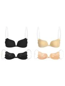1/2-Pack Invisible Wedding Bra, Deep V Push-Up Transparent Shoulder Strap Backless Design, Strong Adhesive Breathable Holes, Ultra-Thin Seamless Silicone Material, Suitable For Bridal Wedding Dresses, Party Dresses, Backless Dresses, Off-Shoulder Dresses, Strapless Dresses, Prom Dresses, Evening Dresses, Etc. Comfortable And Skin-Friendly, Reusable, Invisible Lifting Without Leaving Any Marks, Seamless Edge Design, Lightweight And Breathable, Suitable For Everyday Wear, And Also Suitable For Special Occasions Such As Weddings, Bridal Parties, Balls, Banquets, Holiday Essentials, And Travel Essentials. Strong Adhesion Ensures It Stays In Place All Day, Lifts And Enhances The Bust Line, And Seamlessly Fits Wedding Dresses, Backless Tops, And Off-The-Shoulder Dresses. - Nhiều màu - Xem 10