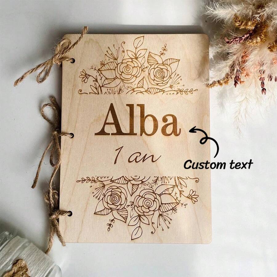 1 buah Buku Tamu Bayi Vertikal Kayu Unik Ukuran A4 25 Halaman yang Disesuaikan, Album Foto Kayu Buatan Tangan Kreatif, Hadiah Pesta - Multiwarna 6 - View 1