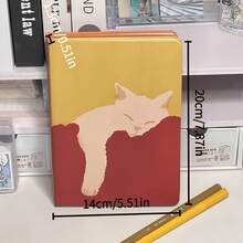 1本可愛日系「慵懶貓」A5 螺旋筆記本，極簡時尚學生日記本/日誌，多功能硬殼筆記本，便攜式書寫本，創意文具，實用生日禮物，附療癒插畫封面 - 懶惰貓咪 - 查看 2