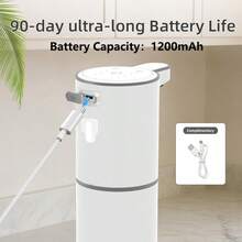 DONASIRA Dispensador de jabón automático por sensor infrarrojo de gran capacidad de 380ml, bajo nivel de ruido, dispensador eléctrico de detergente para el hogar de descarga rápida, botella portátil para lavado de manos, apto para desinfección de manos y limpieza del hogar, resistente al agua IPX5, recargable por USB tipo C, 4 niveles ajustables de espuma/líquido, para colocar en escritorio o pared, apto para cocina y baño, nuevo para la primavera - Ver 13