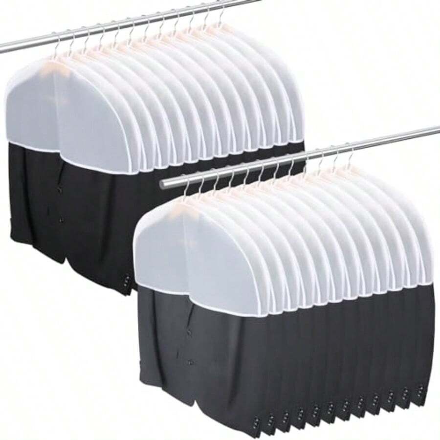 Fundas de hombro para colgar ropa 24 x 12 x 2 pulgadas paquete de 24 fundas de hombro de plástico transparente transpirable para clóset playera traje chamarra chamarra vestido vestido - Translcido - Ver 1