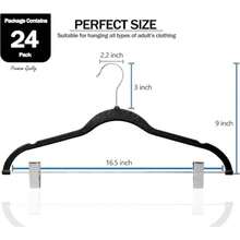 GVTECH Ganchos de Terciopelo con Clips Ganchos de Clip de Metal para Pantalones Perchas de Terciopelo con Muescas para Pantalones Faldas Traje Vestidos y Camisas de Gancho Blanco 24 Pack - Blanco - Ver 2