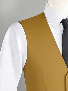Áo vest công sở nam mùa xuân/thu, kiểu dáng thường ngày, cài một hàng khuy. - Màu Khaki - Xem 3