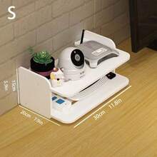 1 chiếc kệ đựng thiết bị WiFi bằng gỗ và nhựa màu trắng, hộp đựng dây cáp, giá đỡ bộ định tuyến không dây, kệ để đầu thu kỹ thuật số, không cần khoan. - trắng - Xem 8