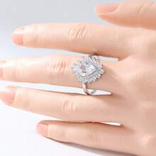 Fashionable And Dazzling Synthetic Zirconia Inlaid Teardrop Shaped Ring, A Luxurious Jewelry Accessory For Women's Weddings And Banquets, Also An Ideal Gift For Valentine's Day And Anniversary Celebrations. - Silver - View 3