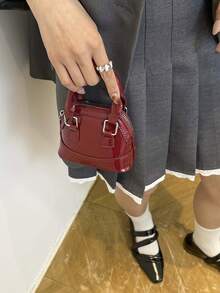 1个迷你时尚贝壳包，女士手提包，女孩零钱包，口红包，单肩斜挎包（5.12英寸*3.94英寸*2.76英寸） - 紅色 - 查看 10