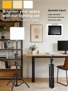 A Multifunctional 10 Inch Square  LED Square Light Kit,  With A 110cm Phone Holder, A Single Tablet Light With A Quarter Screw, Adjustable To 3 Colors - USB Powered | Suitable For Home, Video Recording, And Mobile Live Streaming,Game Streaming - Black - View 12