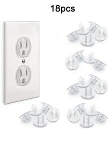 24 piezas/20 piezas/18 piezas/12 piezas Cubiertas protectoras para tomas de corriente, para y protección de bebés contra descargas eléctricas. Fáciles de instalar y cubiertas de plástico confiables para tomas de corriente. - transparente - Ver 17