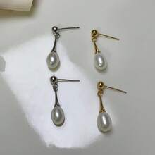Đôi bông tai ngọc trai nước ngọt tự nhiên dáng dài, thời trang và đơn giản. Món quà Ngày của Mẹ dành tặng mẹ và bạn gái. - hoa tai - Xem 3