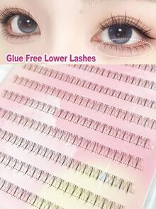 Lvcheryl 120簇C型卷翘火焰下假睫毛，柔软自然，适合新手，无需胶水，氧气少女风，可爱清新卡通系列分段式下睫毛 - C - 查看 1