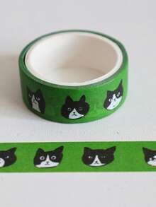 1 Cuộn băng dính cầm tay in hình mèo và chó Nhật Bản, chất liệu vải, tự dính, dùng để ghi chú, dễ thương, đơn giản, ngọt ngào và bền. - nhiều màu - Xem 2