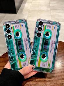 1个时尚磁带CD手机壳，透明软保护套，兼容三星Galaxy A04e/12/A13/A14/A34/A50/A52/A53/A54/S21/S22/S23/S24/S25/S25Ultra - 無色 - 查看 3